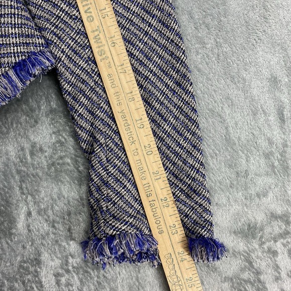 Theyskens' Theory Jacket Womens 4 Blue‎ Jossak Tweed Button Fringe Metallic Lady - Picture 11 of 13